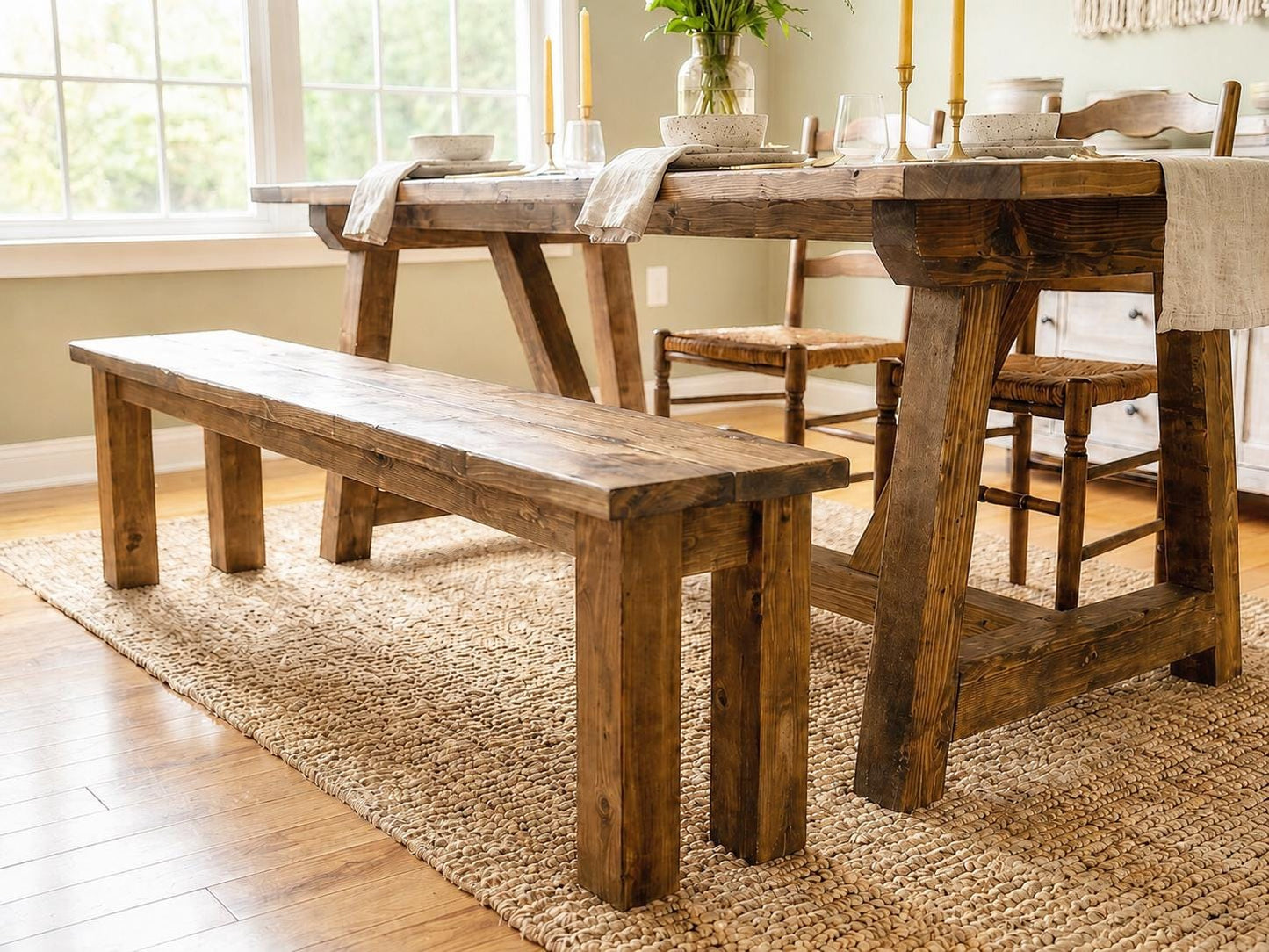 Solid Pine Trestle Dining Table | Handmade Farmhouse Style | All Sizes Available!