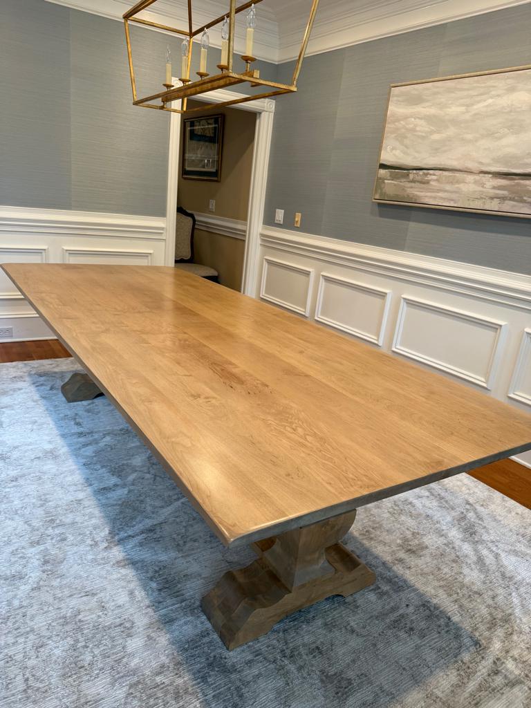 Pedestal Dining Table, Solid Wood Dining Room Table, 100% Hardwood Kitchen Table, Modern Custom Table, Any Size & Finish