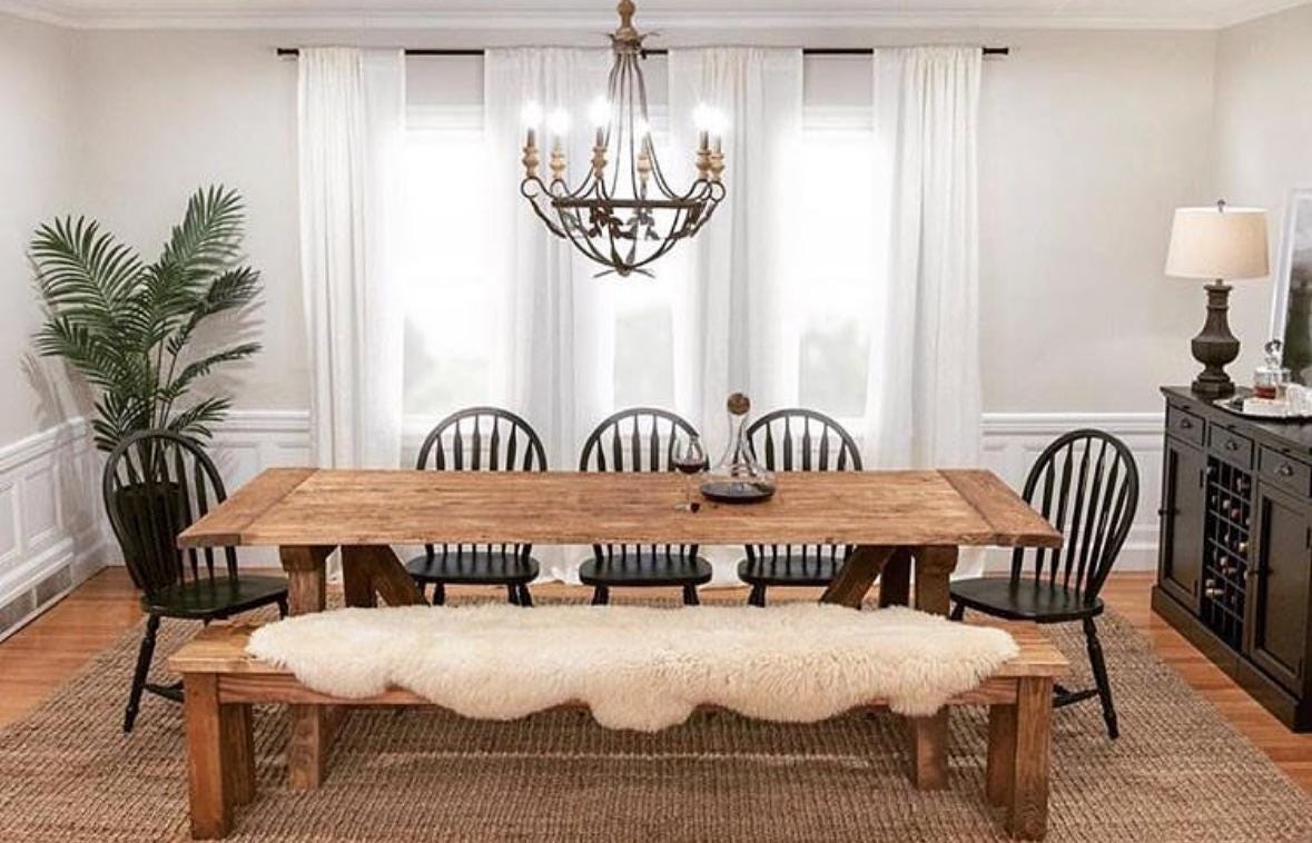 Solid Pine Farmhouse Table, Restoration Table, Natural Wood Dining Kitchen Table - All Sizes and Colors