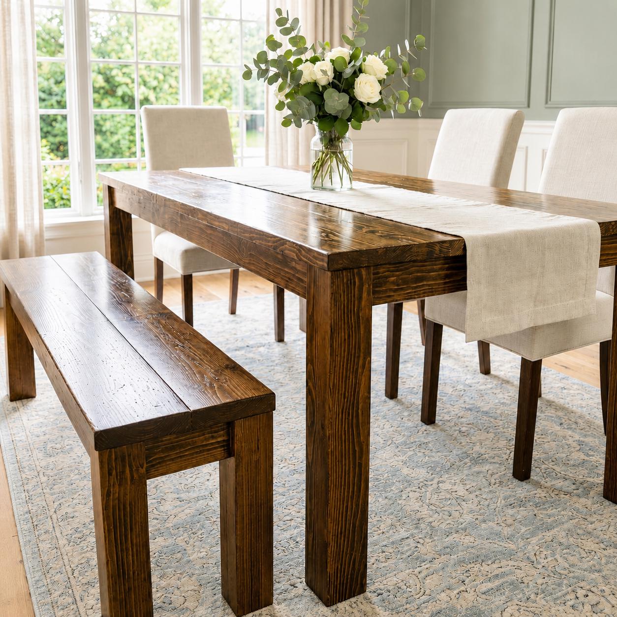 Modern Farmhouse Dining Table, Custom Wood Kitchen Table, Parsons Leg Design - Any Size!