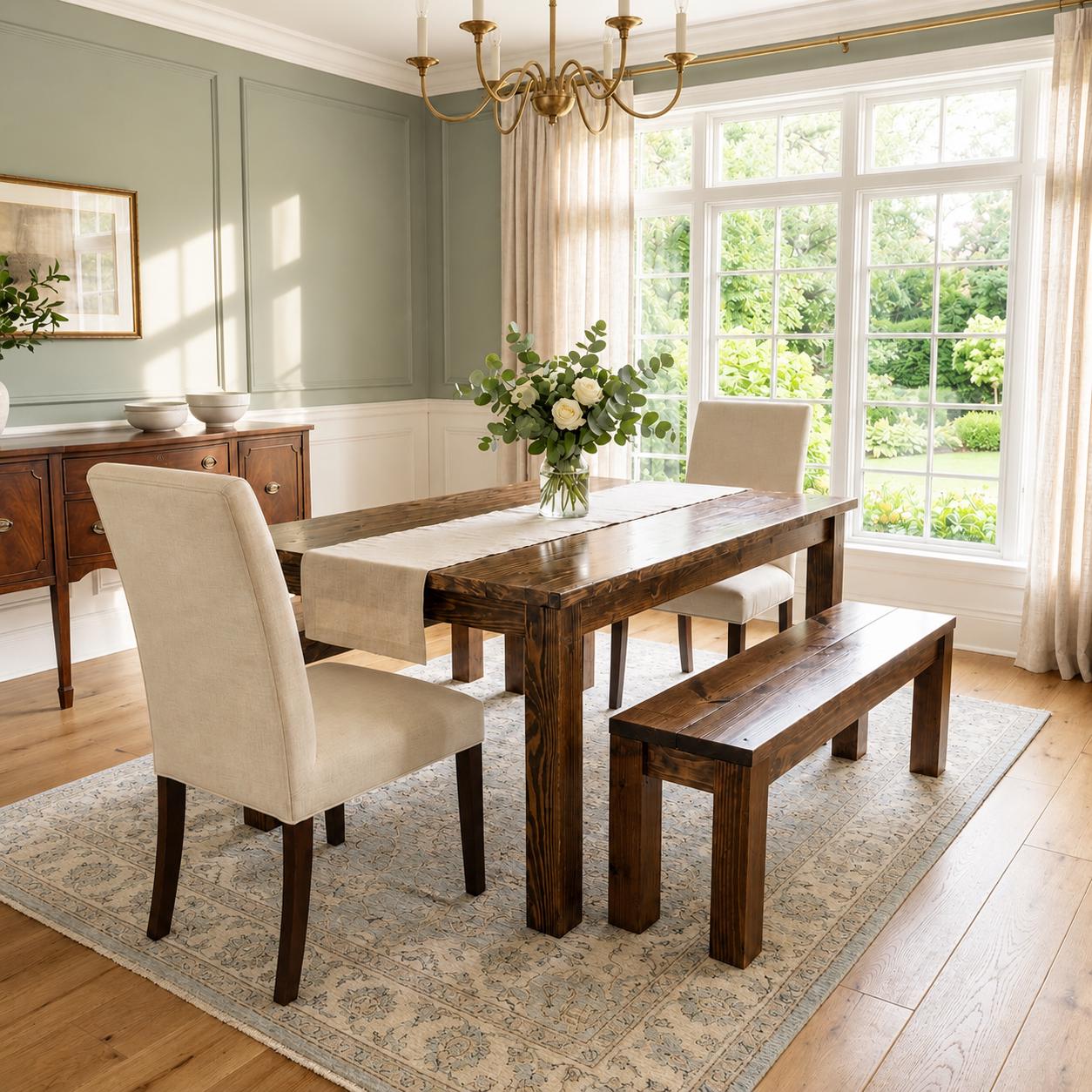Modern Farmhouse Dining Table, Custom Wood Kitchen Table, Parsons Leg Design - Any Size!