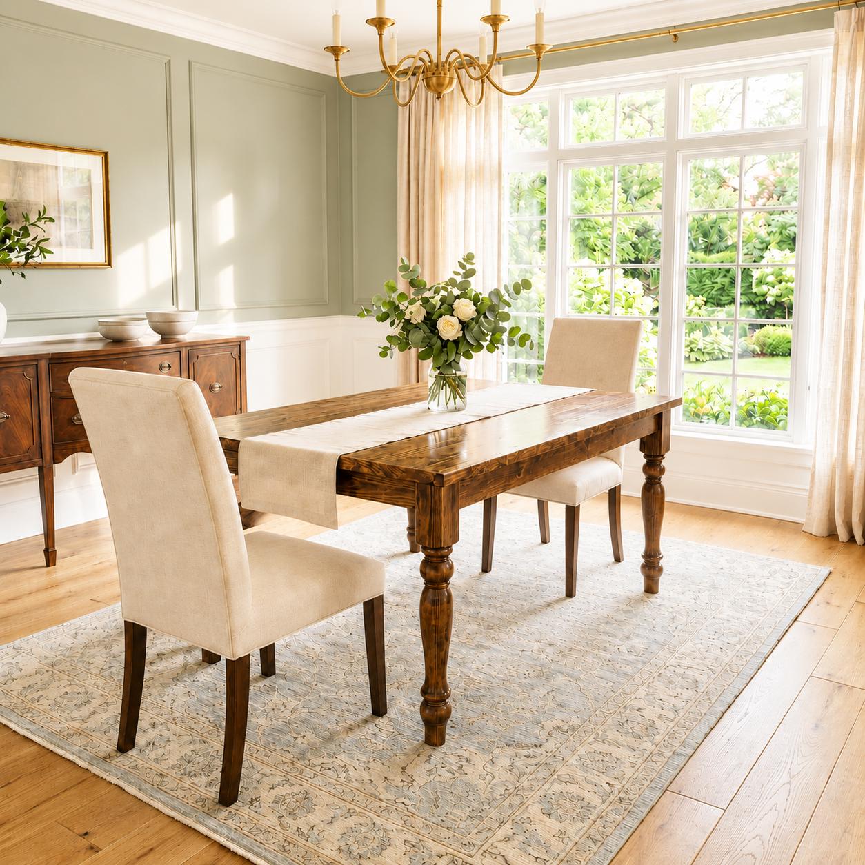 Custom Dining Table, Turned Leg Table, Farmhouse Dining Furniture, Modern Kitchen Table, Natural Wood Table, All Sizes & Stains