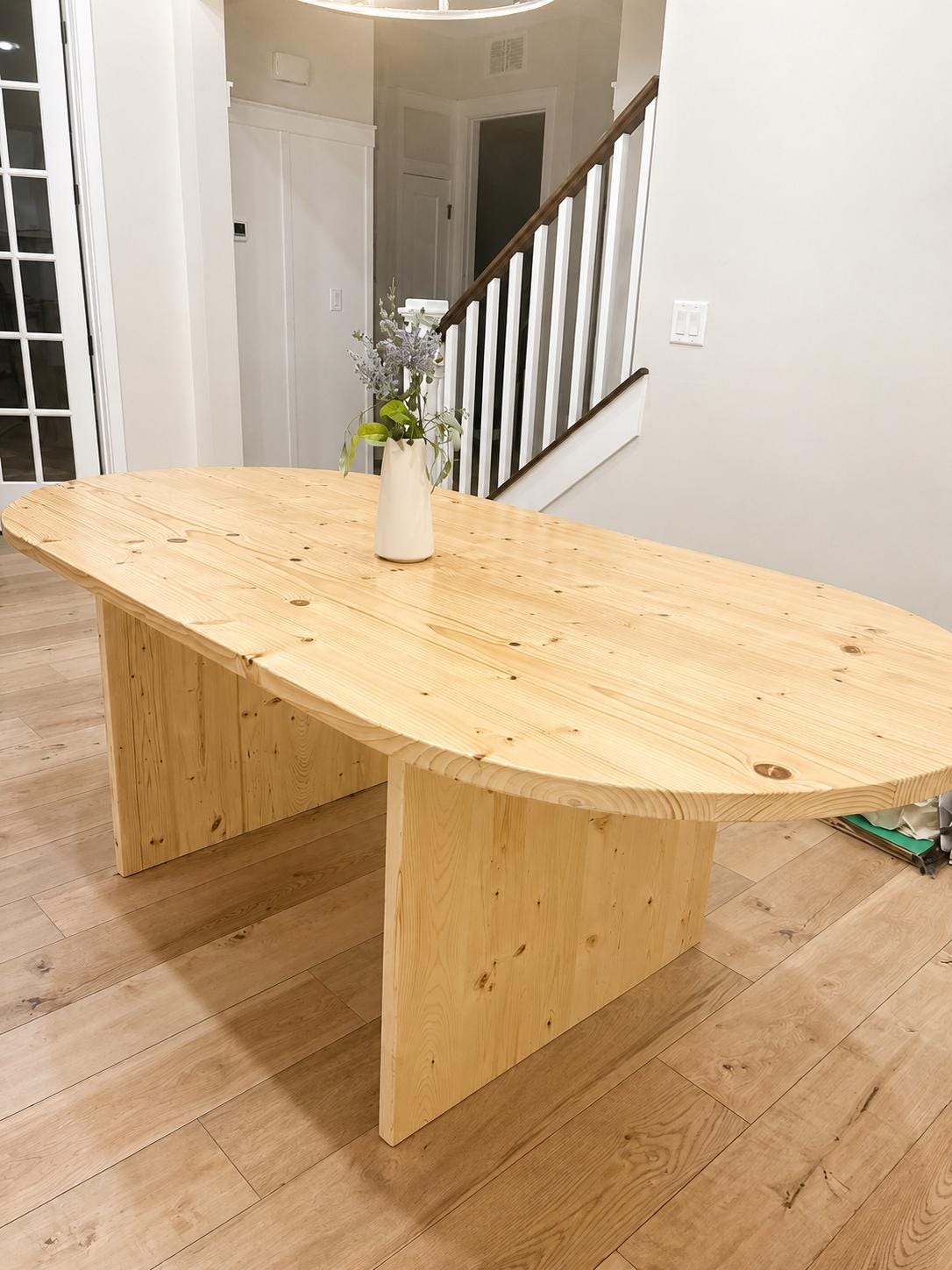 Oval Dining Table, Solid Wood Modern Farmhouse Table, Racetrack Kitchen Table, 100% Natural Wood Table, Custom Sizes