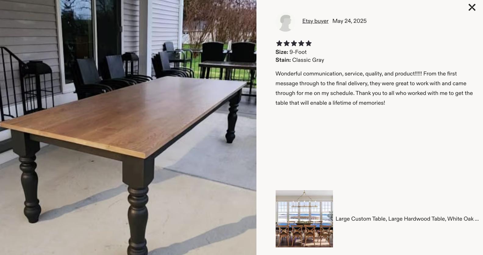 Indoor/Outdoor White Oak Table, Custom Solid Wood Table, Two Tone Patio Table with Black Turned Legs, Any Size and Stain!