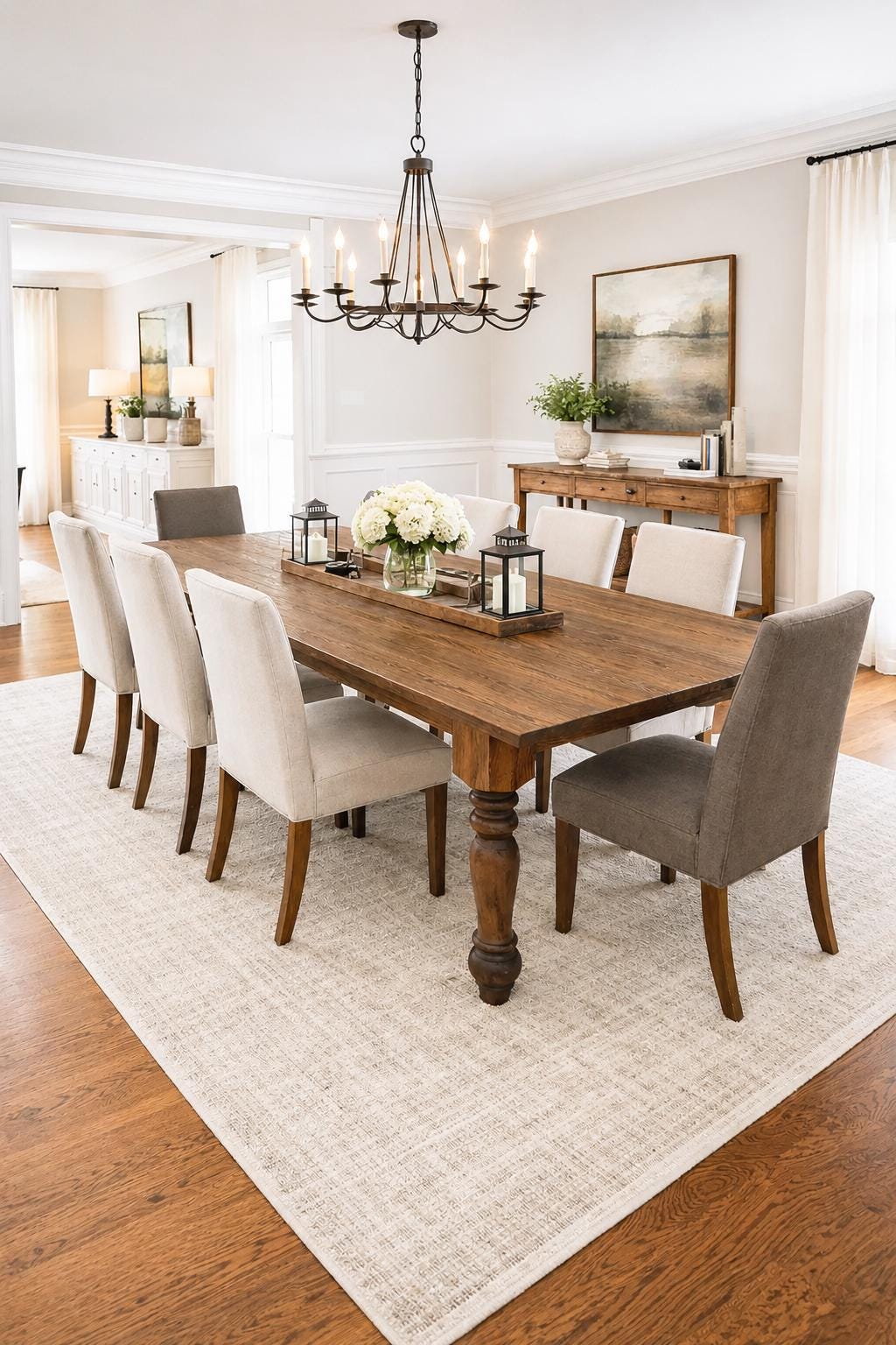 Extra Large Solid Wood Dining Table, Turned Leg Banquet Table (Up to 16 Feet)