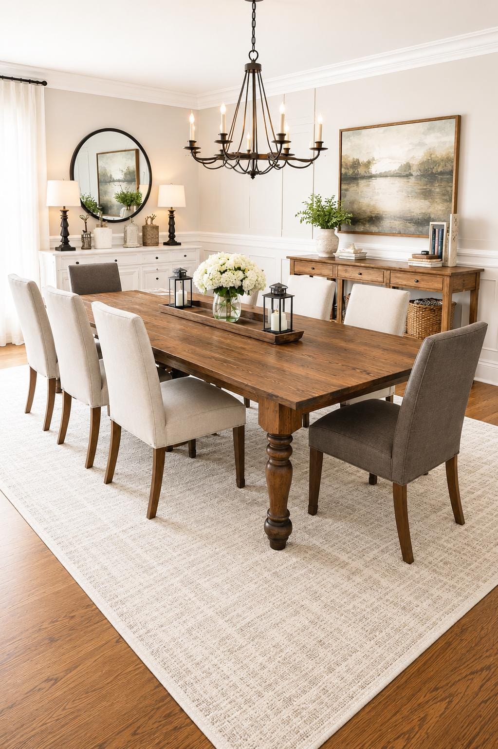 Extra Large Solid Wood Dining Table, Turned Leg Banquet Table (Up to 16 Feet)