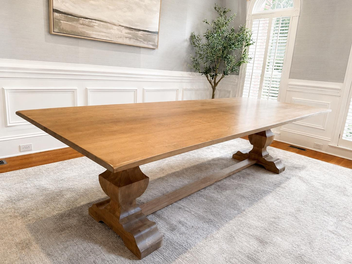 Pedestal Dining Table, Solid Wood Dining Room Table, 100% Hardwood Kitchen Table, Modern Custom Table, Any Size & Finish