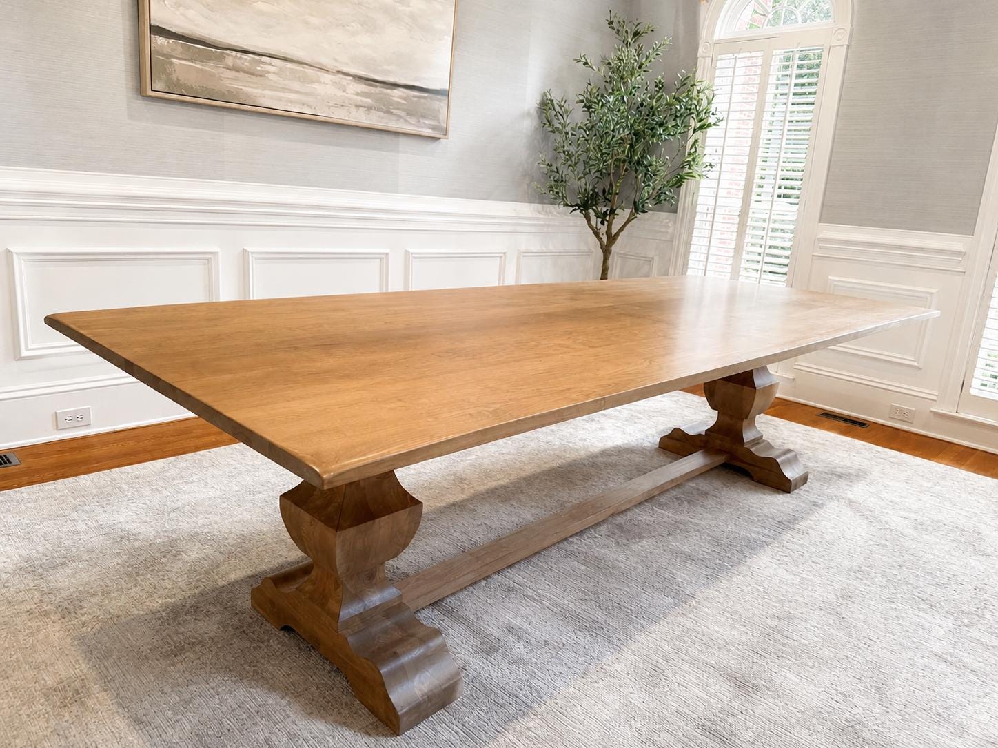 Pedestal Dining Table, Solid Wood Dining Room Table, 100% Hardwood Kitchen Table, Modern Custom Table, Any Size & Finish