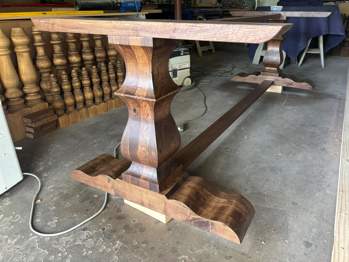 Black Walnut Pedestal Table, Extra Large Pedestal Table, Black Walnut Trestle Table, Two Pedestal Table - All Sizes!