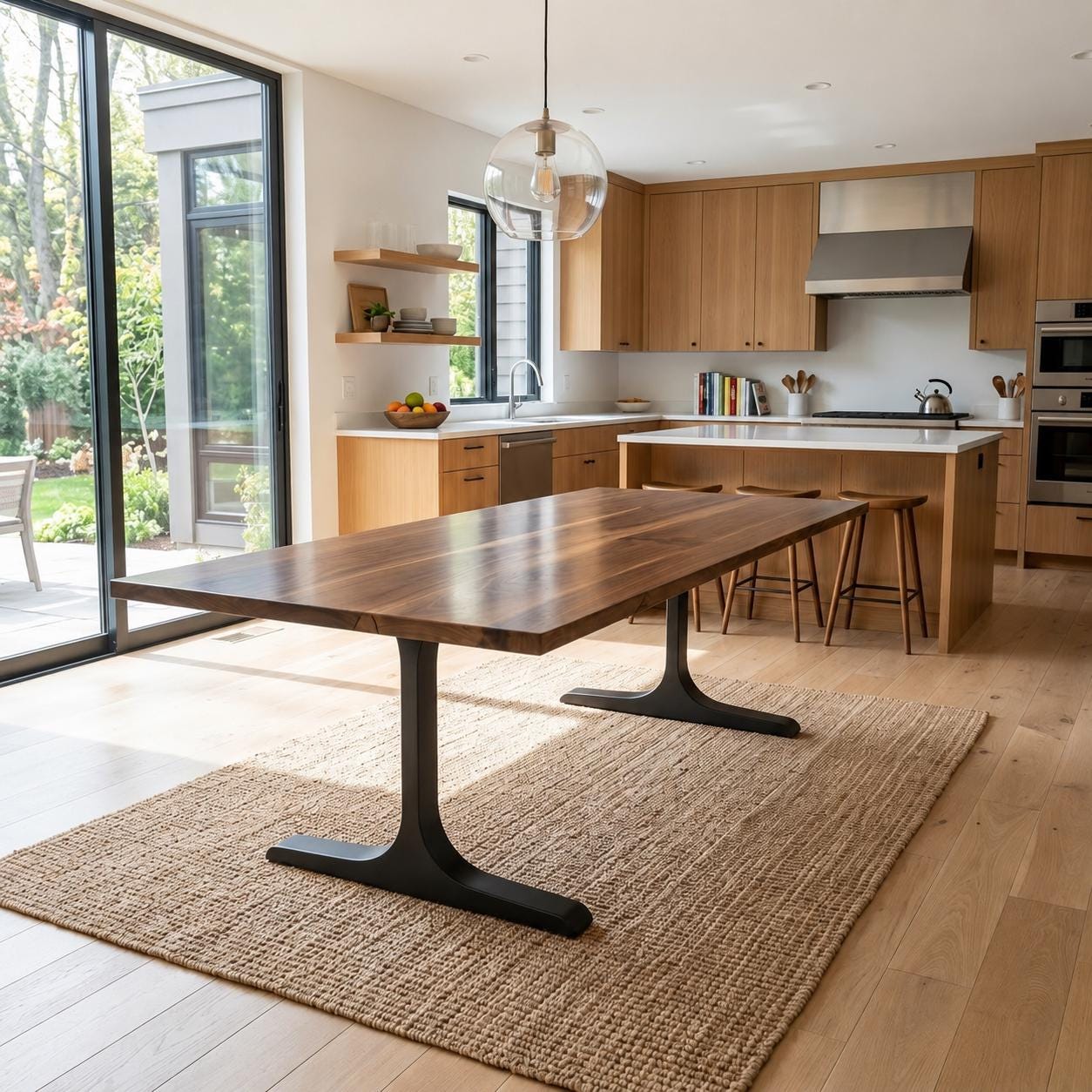 Walnut Dining Table | Black Walnut with Metal Legs | Modern Minimalist Dining Table | Handmade Wood Table | Custom Sizes