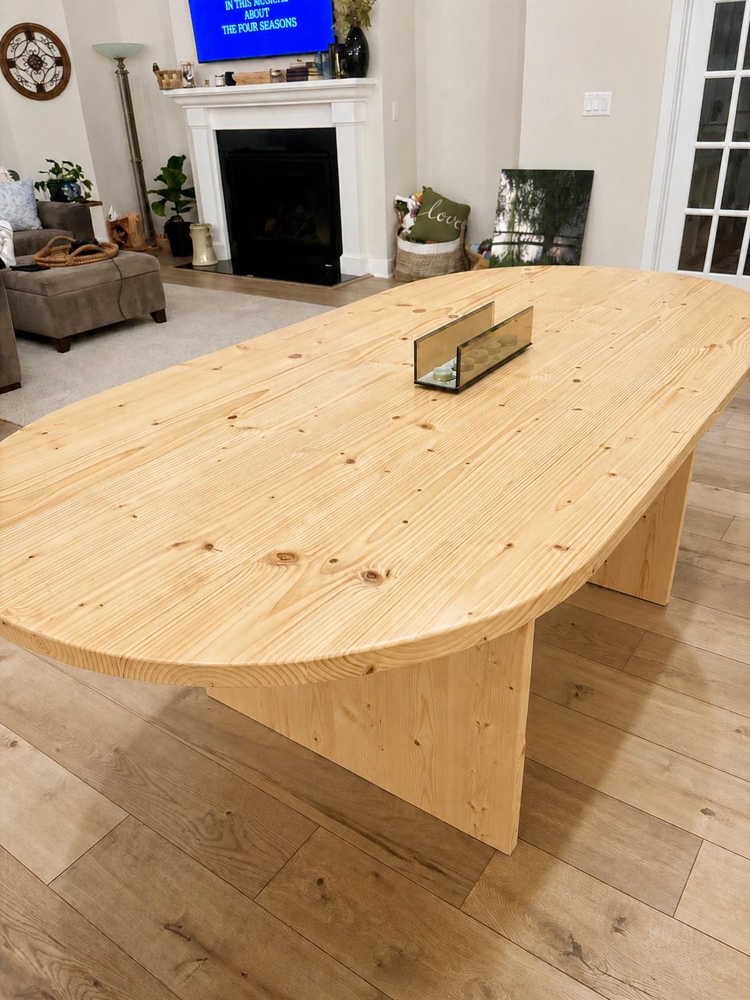 Oval Dining Table, Solid Wood Modern Farmhouse Table, Racetrack Kitchen Table, 100% Natural Wood Table, Custom Sizes