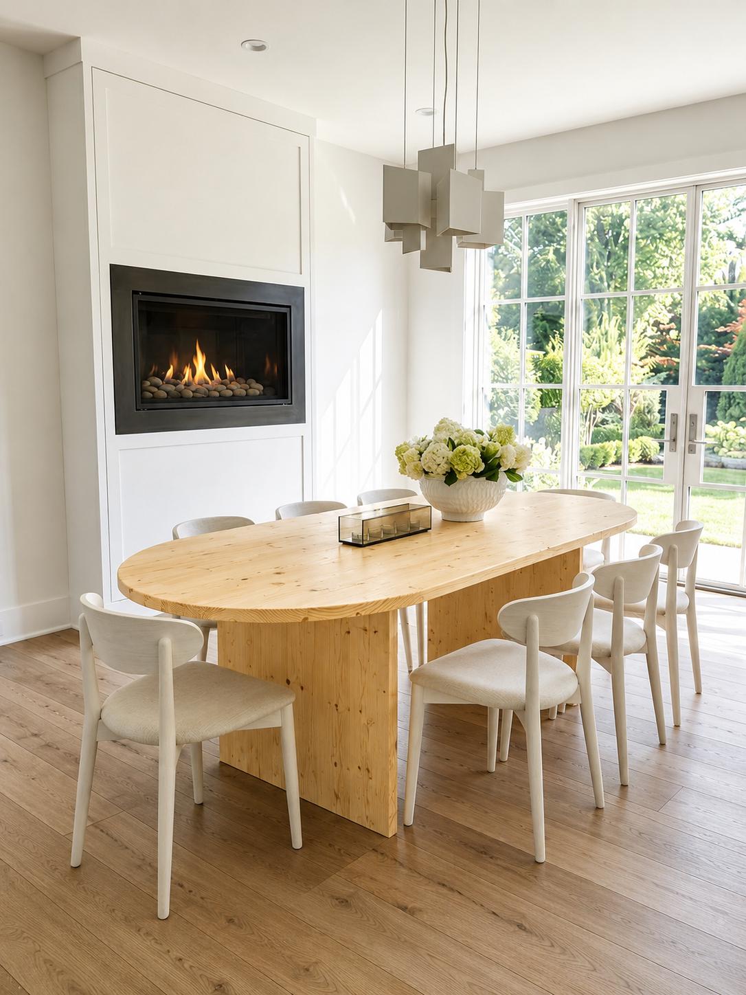Oval Dining Table, Solid Wood Modern Farmhouse Table, Racetrack Kitchen Table, 100% Natural Wood Table, Custom Sizes