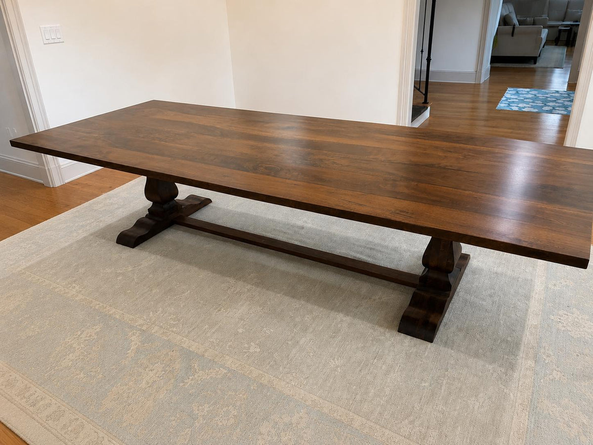 Black Walnut Pedestal Table, Extra Large Pedestal Table, Black Walnut Trestle Table, Two Pedestal Table - All Sizes!