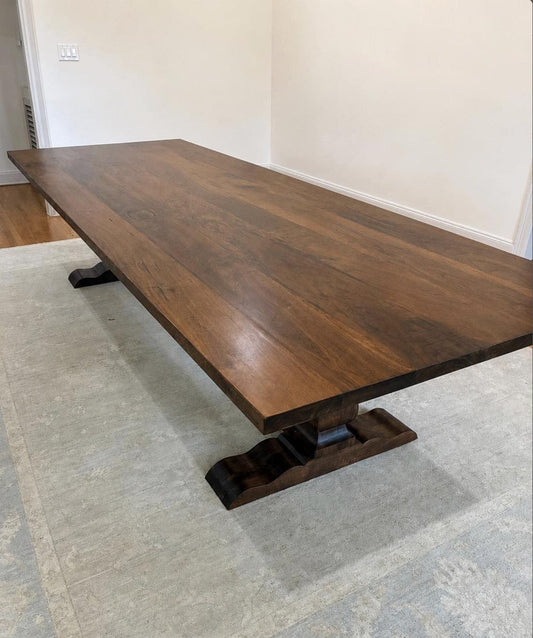 Black Walnut Pedestal Table, Extra Large Pedestal Table, Black Walnut Trestle Table, Two Pedestal Table - All Sizes!