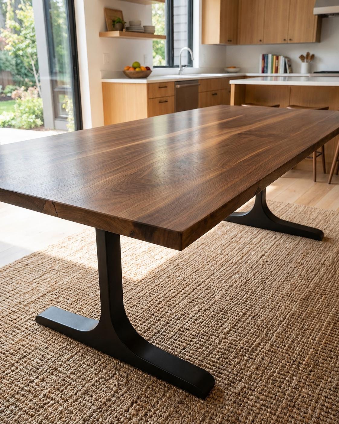 Walnut Dining Table | Black Walnut with Metal Legs | Modern Minimalist Dining Table | Handmade Wood Table | Custom Sizes