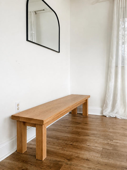 Modern White Oak Bench, Hardwood Bench, Parsons Bench, Dining Room Bench, Natural Wood Bench, Dining Wood Bench, Custom Wood Bench