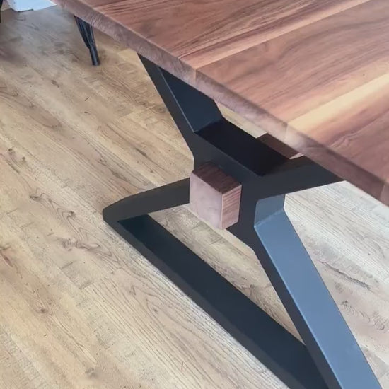 Custom Black Walnut Dining Table with Metal Legs | Solid Walnut Table | Industrial Modern Dining Table | Heirloom Wood Table | All Sizes
