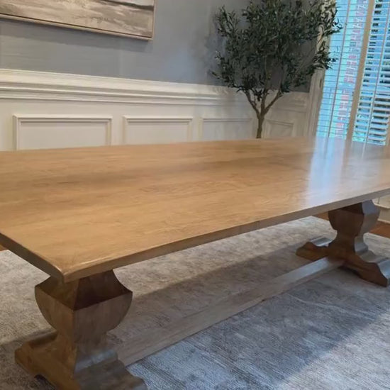 Pedestal Dining Table, Solid Wood Dining Room Table, 100% Hardwood Kitchen Table, Modern Custom Table, Any Size & Finish