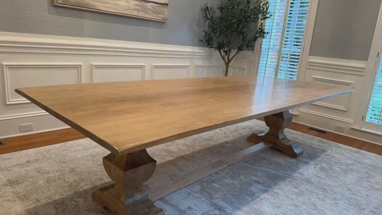 Pedestal Dining Table, Solid Wood Dining Room Table, 100% Hardwood Kitchen Table, Modern Custom Table, Any Size & Finish