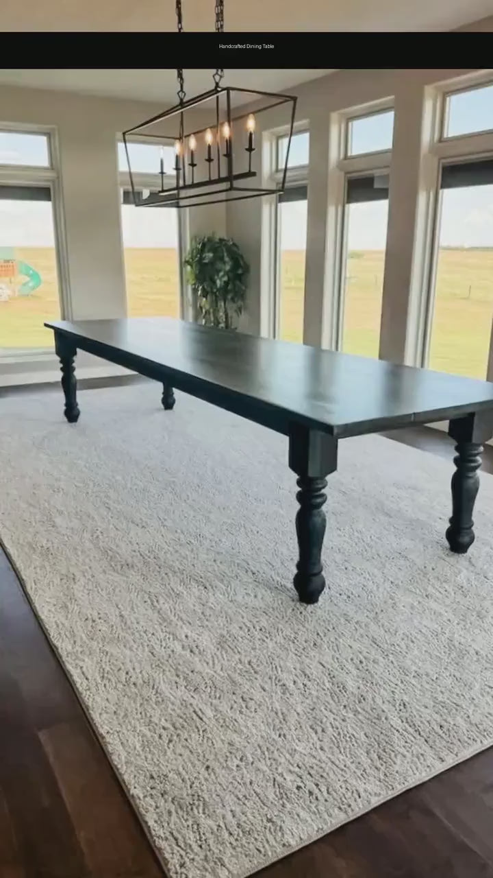 Custom Dining Table, Modern Farmhouse Table, Handmade Wood Table, Black Dining Table, Chunky Leg Table, Modern Farmhouse Table