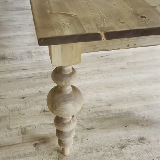 Chunky Balled Farmhouse Table, Large Turned Leg Table, Large Modern Table, Custom Dining Table, Bulb Leg Table, Modern Baluster Farm Table