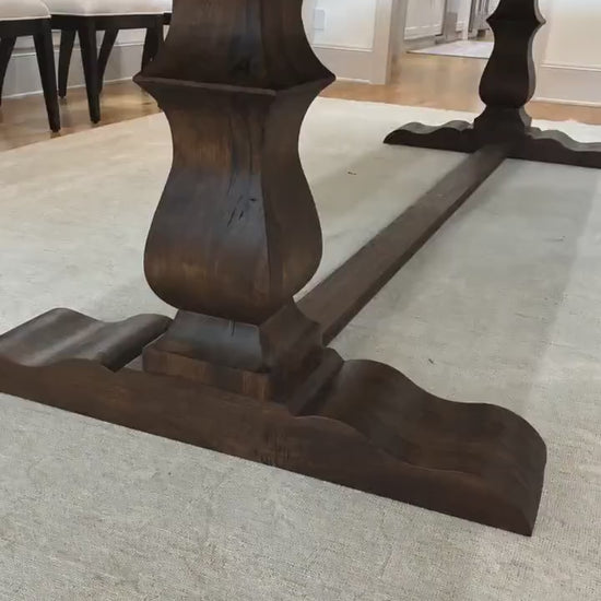 Black Walnut Pedestal Table, Extra Large Pedestal Table, Black Walnut Trestle Table, Two Pedestal Table - All Sizes!