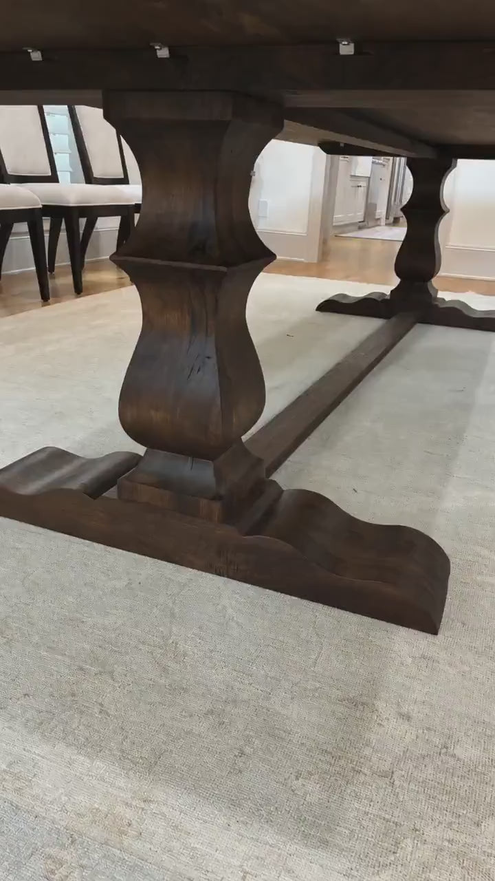 Black Walnut Pedestal Table, Extra Large Pedestal Table, Black Walnut Trestle Table, Two Pedestal Table - All Sizes!