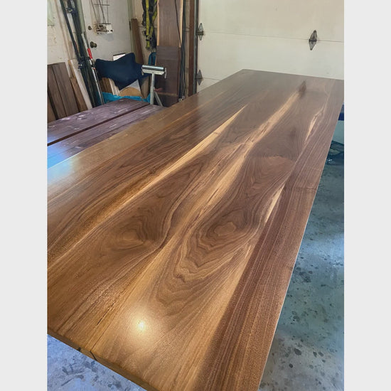 Black Walnut Dining Table with Metal Legs, Industrial Modern Walnut Table, Live Edge or Straight Edge, All Sizes and Styles