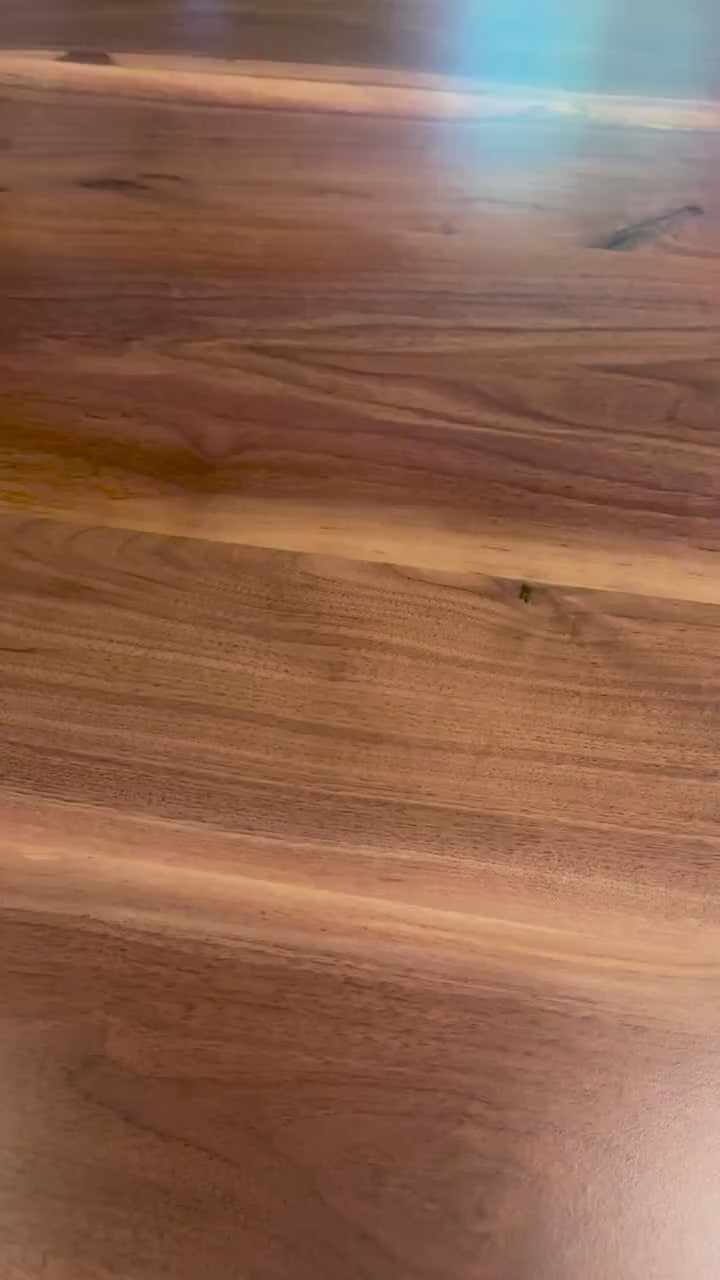 Custom Black Walnut Dining Table with X Leg Metal Base | Solid Walnut Table | Industrial Modern Dining Table | Handcrafted Wood Table