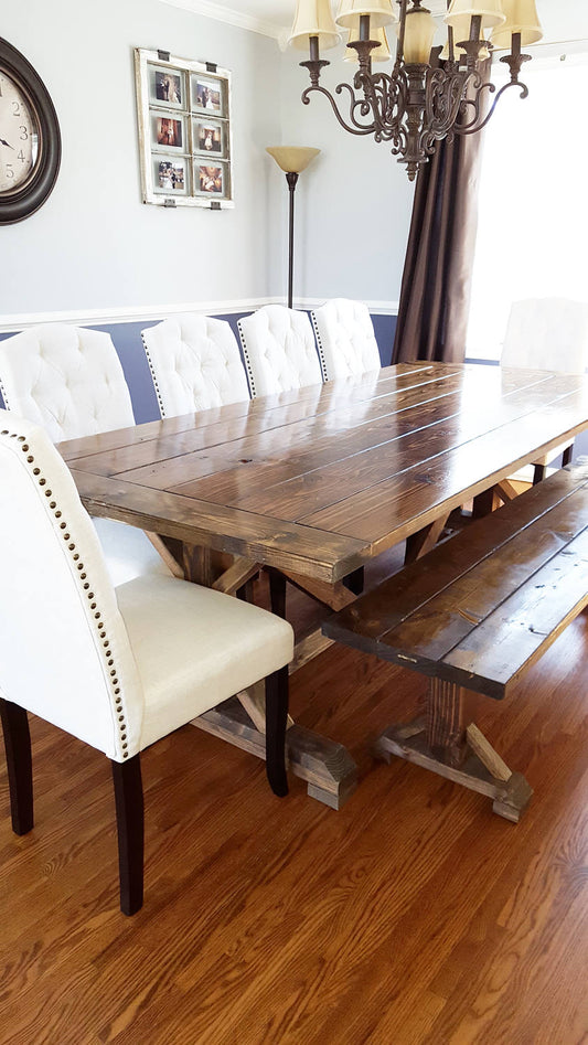 Farmhouse Table, Farm Table, Rustic Farm Table, Table with Bread Ends, Long Farmhouse Table, Dining Room Table, Wide Rustic Table