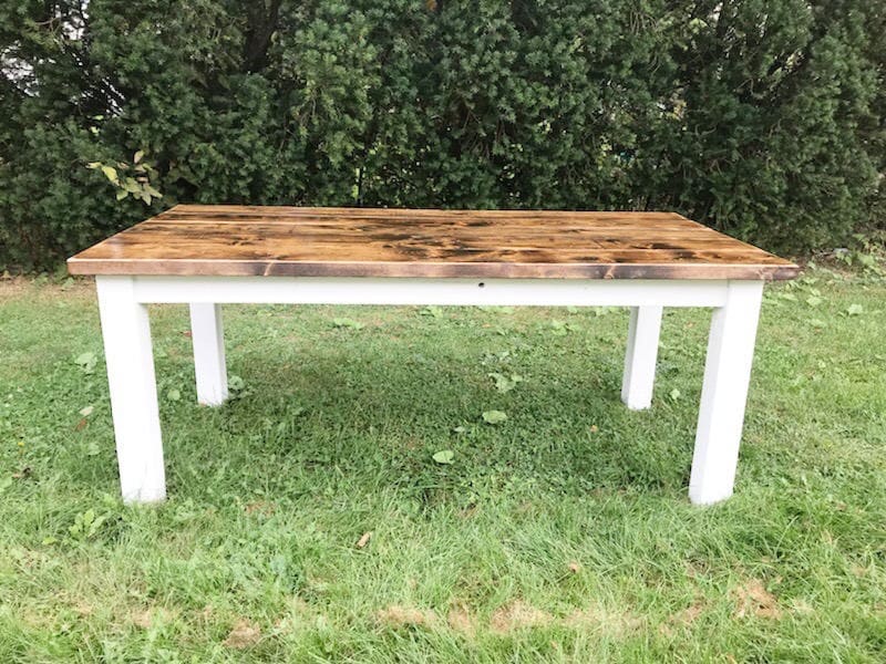 Rustic Farm Table, Farmhouse Table, Farm Table with White Base, Dark Farm Table, Large Farmhouse Table, Dining Room Table, Kitchen Table