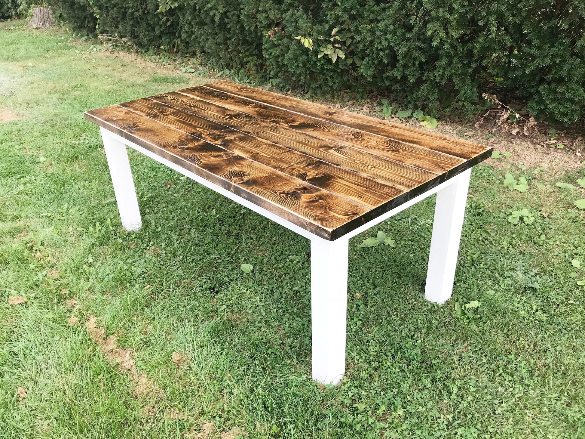 Rustic Farm Table, Farmhouse Table, Farm Table with White Base, Dark Farm Table, Large Farmhouse Table, Dining Room Table, Kitchen Table