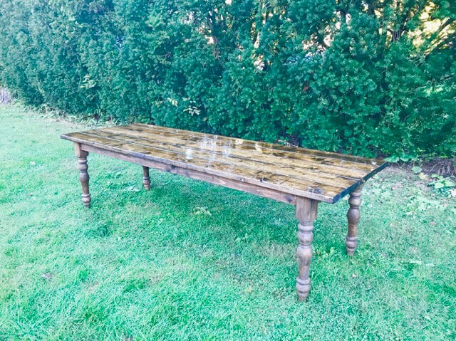 Farmhouse Table, Rustic Table, Modern Farm Table, Long Farmhouse Table, Farm Table with Turned Legs, Custom Farm Table - All Sizes & Stains