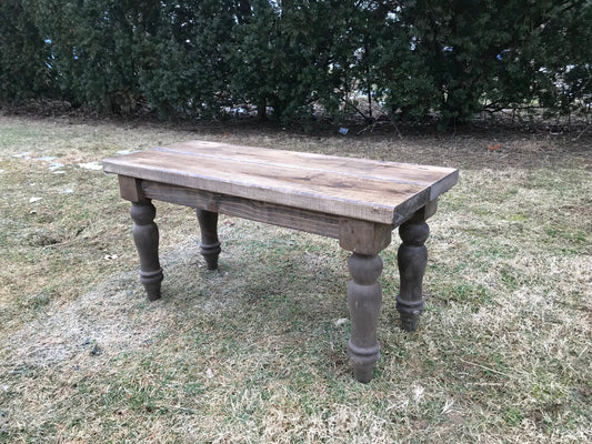 Custom Farmhouse Bench, Rustic Bench, Farm Table Bench, Turned Legged Bench, Wooden Bench, Entryway Bench, Kitchen Bench