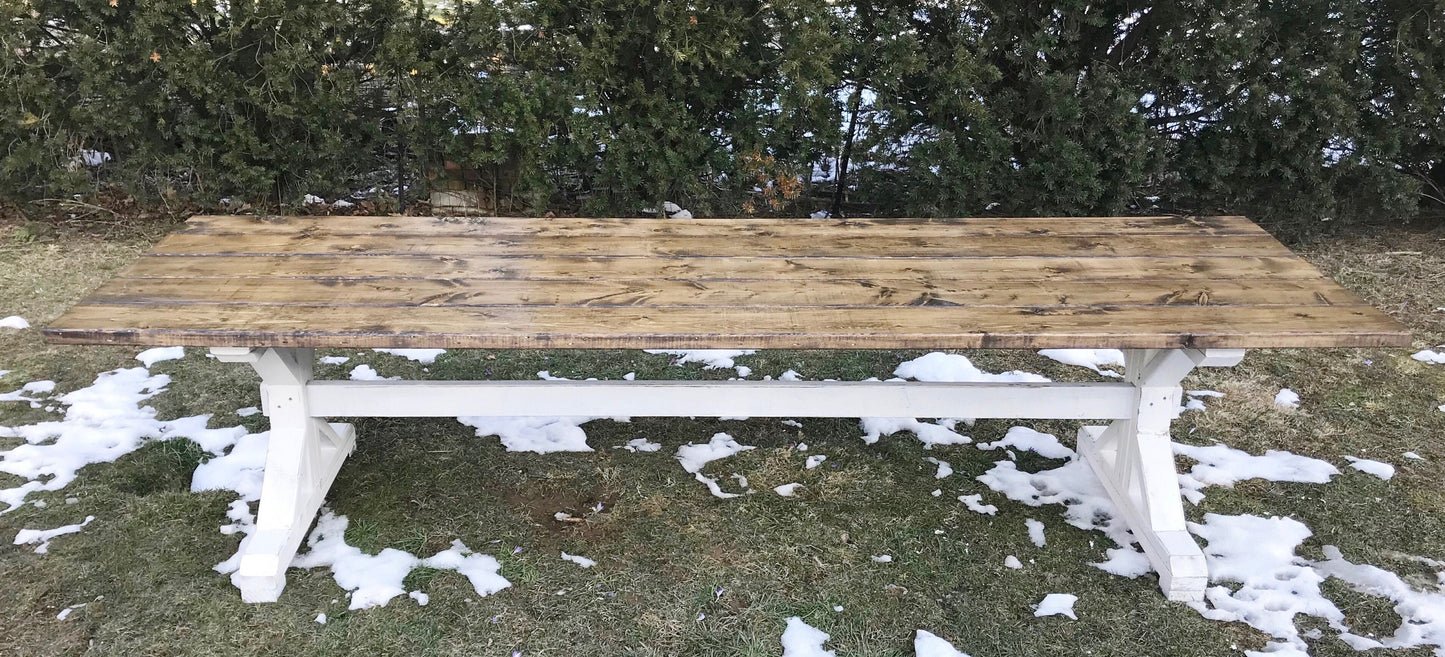 Distressed Farmhouse Table, Antique White Farm Table, Rustic Farm Table, Custom Farm Table, Wooden Kitchen Table - All Sizes and Stains