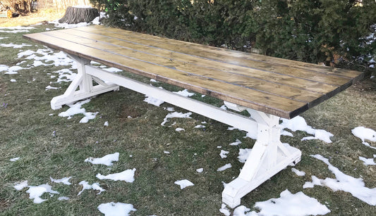 Distressed Farmhouse Table, Antique White Farm Table, Rustic Farm Table, Custom Farm Table, Wooden Kitchen Table - All Sizes and Stains