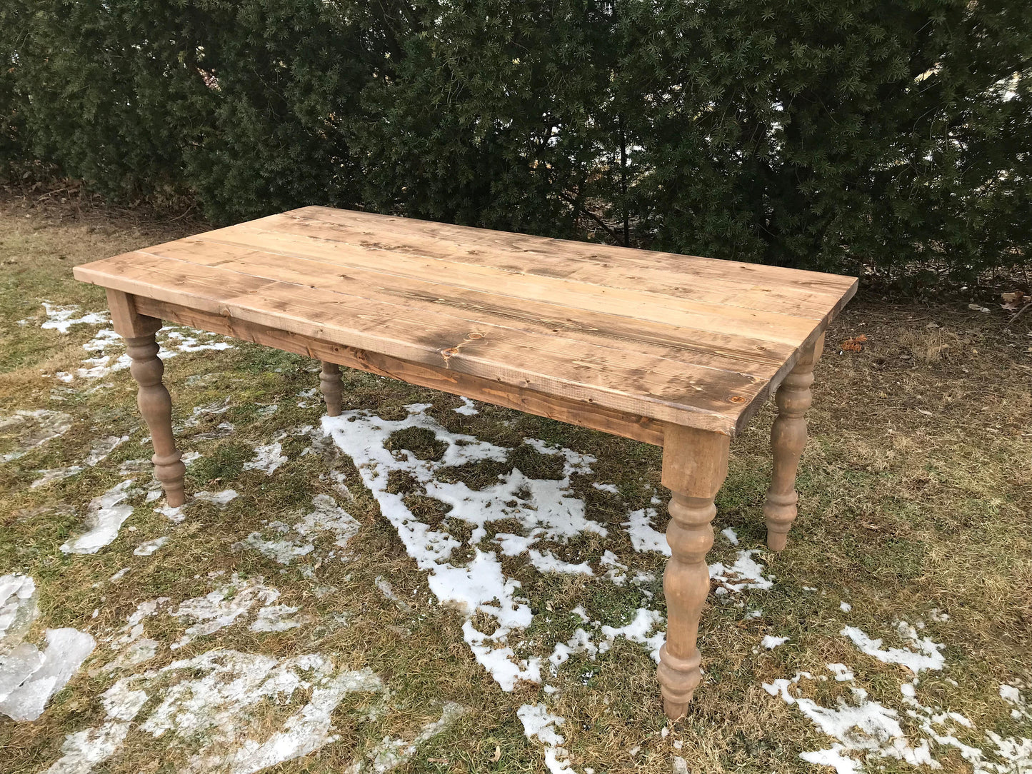 Farm Table with Custom Legs, Spindle Farm Legs, Farmhouse Table, Farm Table, Rustic Table, Natural Wood Table, Modern Dining Room Table