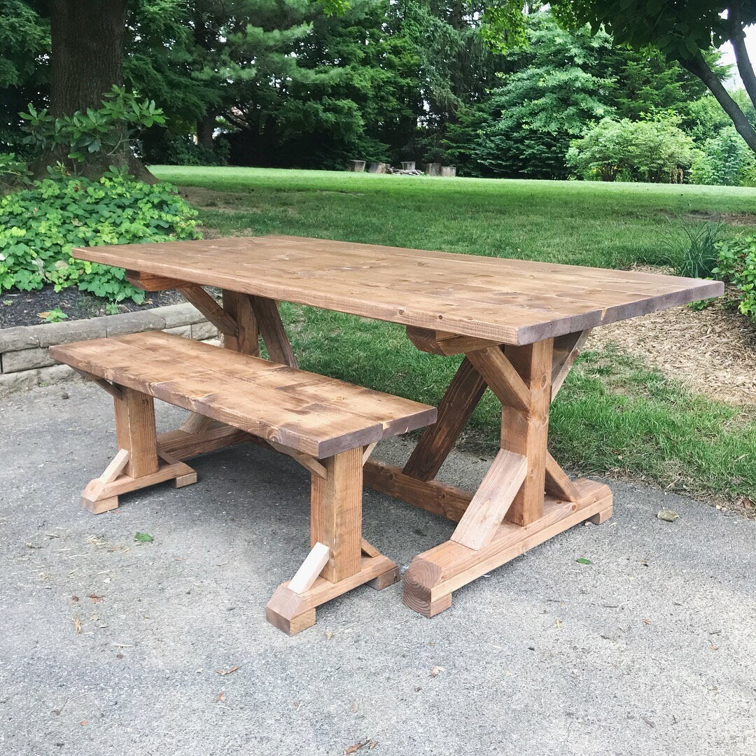 Rustic Farmhouse Table, Farm Table, Pedestal Farm Table, Rustic Kitchen Table, Wood Dining Table, Custom Farm Table - All Sizes + Stains