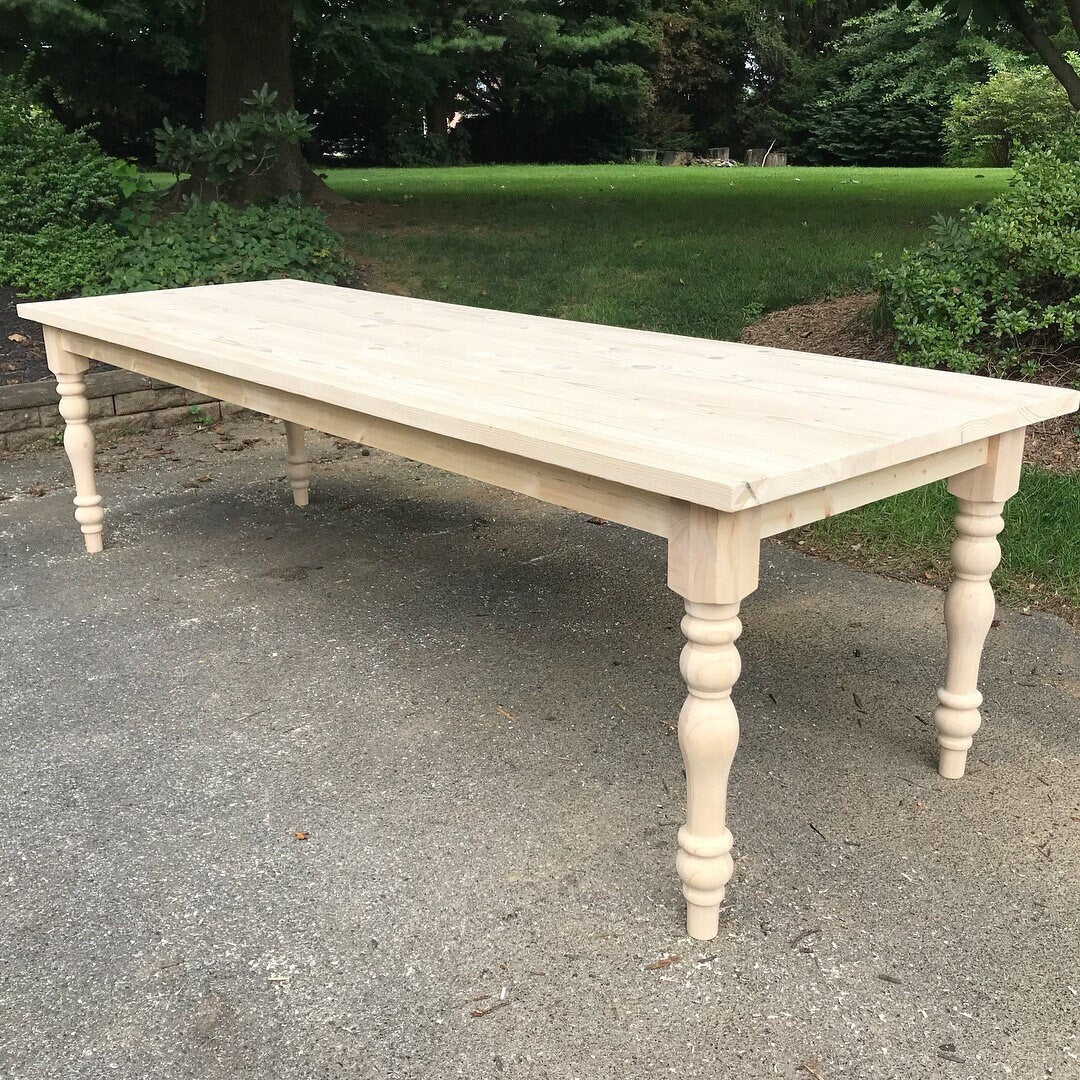 Natural Wood Farm Table, Farmhouse Table, Rustic Table, Kitchen Table, Dining Room Table, Wooden Table, Custom Table - All Sizes + Stains!