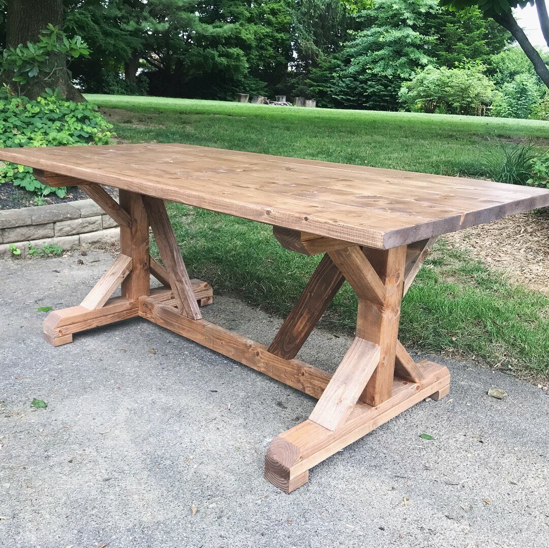 Rustic Farmhouse Table, Farm Table, Pedestal Farm Table, Rustic Kitchen Table, Wood Dining Table, Custom Farm Table - All Sizes + Stains