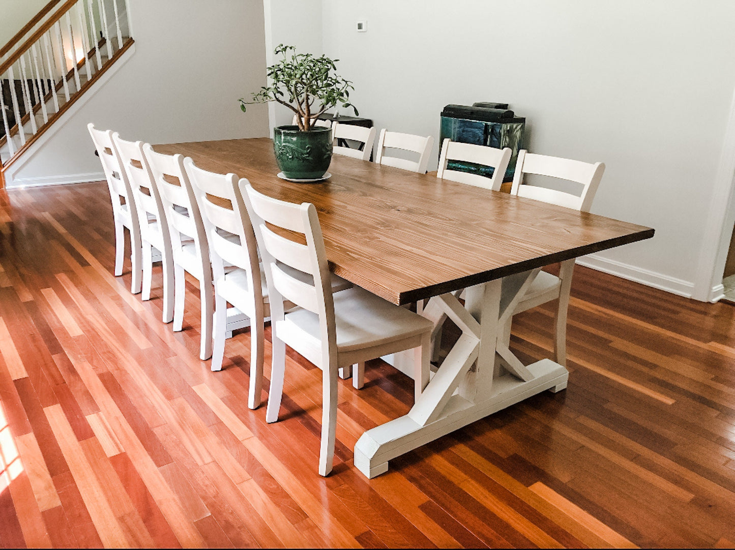 Large Farmhouse Table, Rustic Farm Table, Farmhouse Dining Table, Pedestal Trestle Table, Natural Wood Table, Rustic Table, Kitchen Table