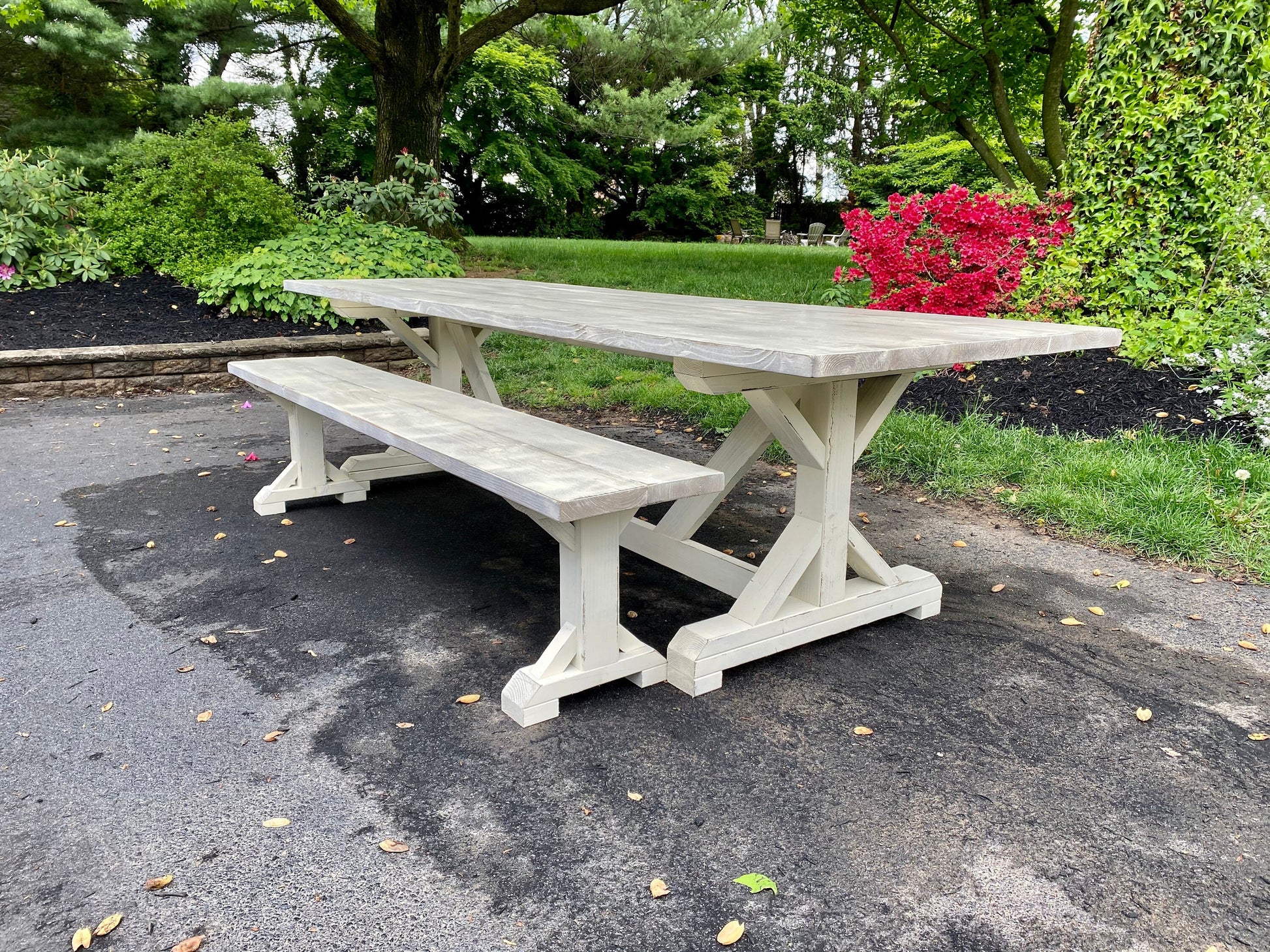 Whitewash Farmhouse Table, Shabby Chic Table, Distressed Farmhouse Table, Antique White Farm Table, Rustic Farm Table - All Sizes and Stains