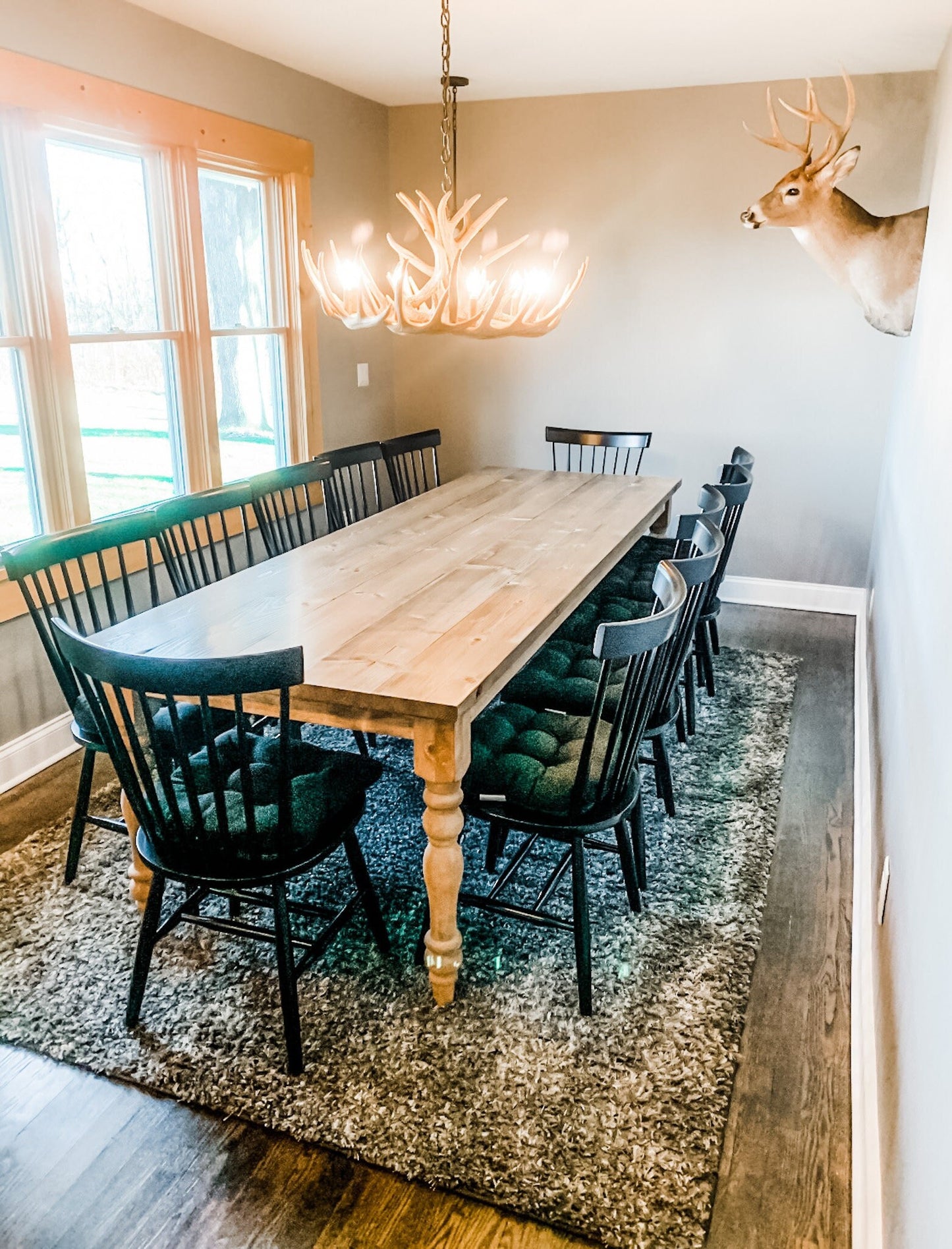 Natural Farmhouse Table, Long Farm Table, Custom Wood Table, Large Farmhouse Table, Kitchen Table, Barn Table, Handmade Farmhouse Table