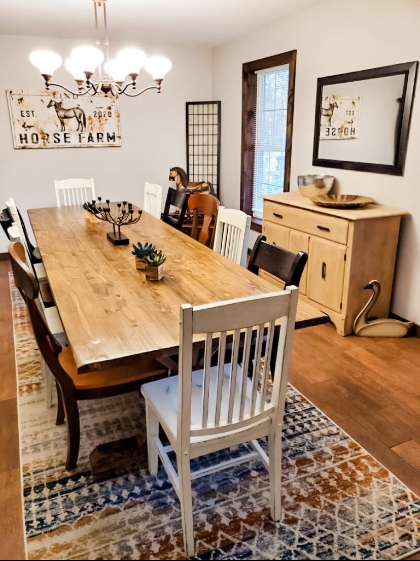 Natural Large Farmhouse Table, Long Farmhouse Table, Kitchen Table, Custom Dining Table, 12-Foot, 13-Foot, 14-Foot Table- All Sizes & Stains