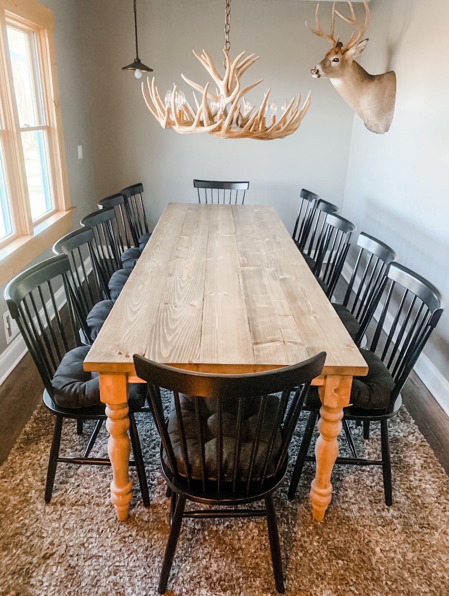 Natural Farmhouse Table, Long Farm Table, Custom Wood Table, Large Farmhouse Table, Kitchen Table, Barn Table, Handmade Farmhouse Table