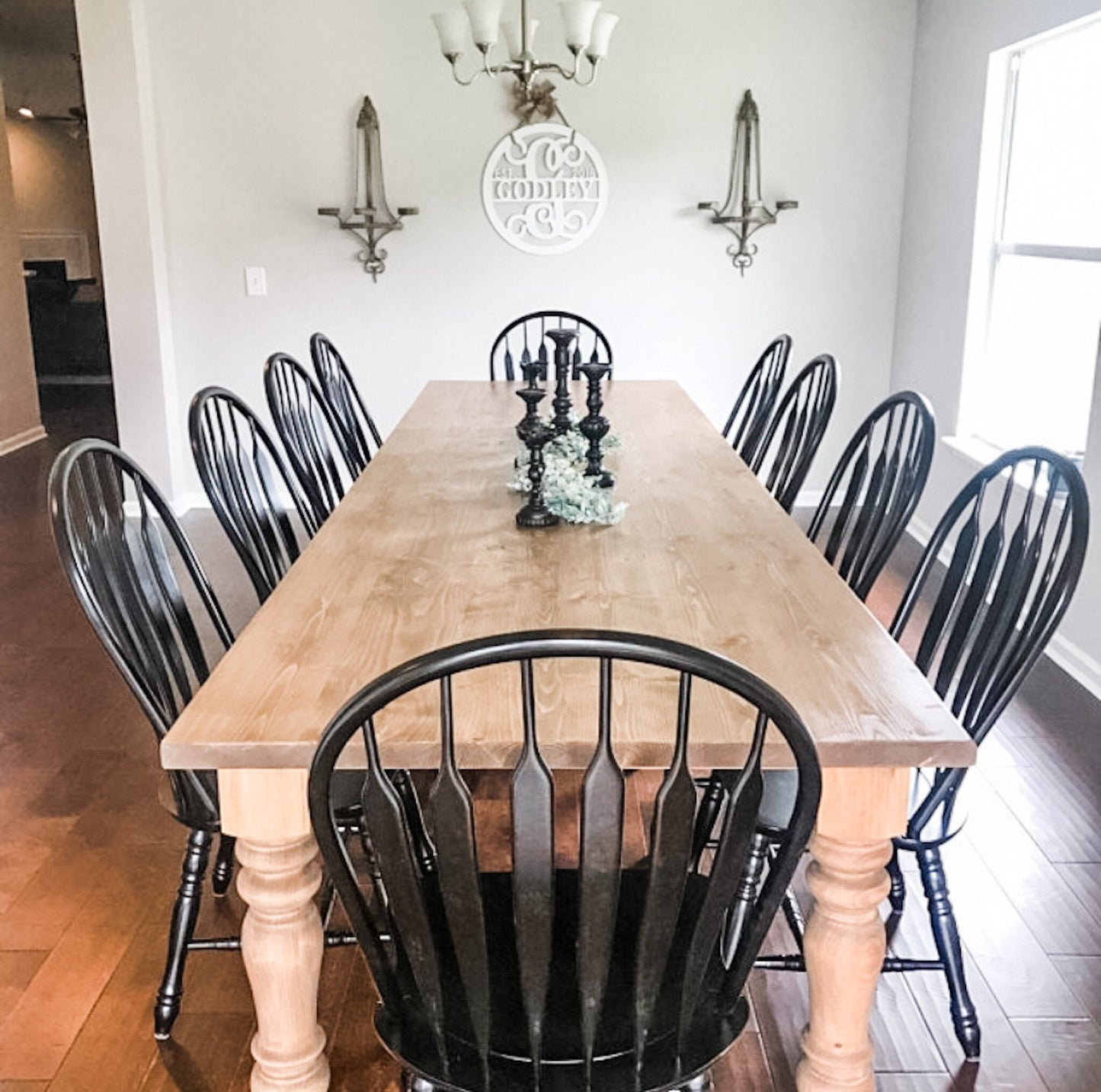 Large Farmhouse Table, Custom Farm Table, Farmhouse Dining Table, Farm Kitchen Table, Natural Wood Table, Spindle Farm Table - All Sizes!