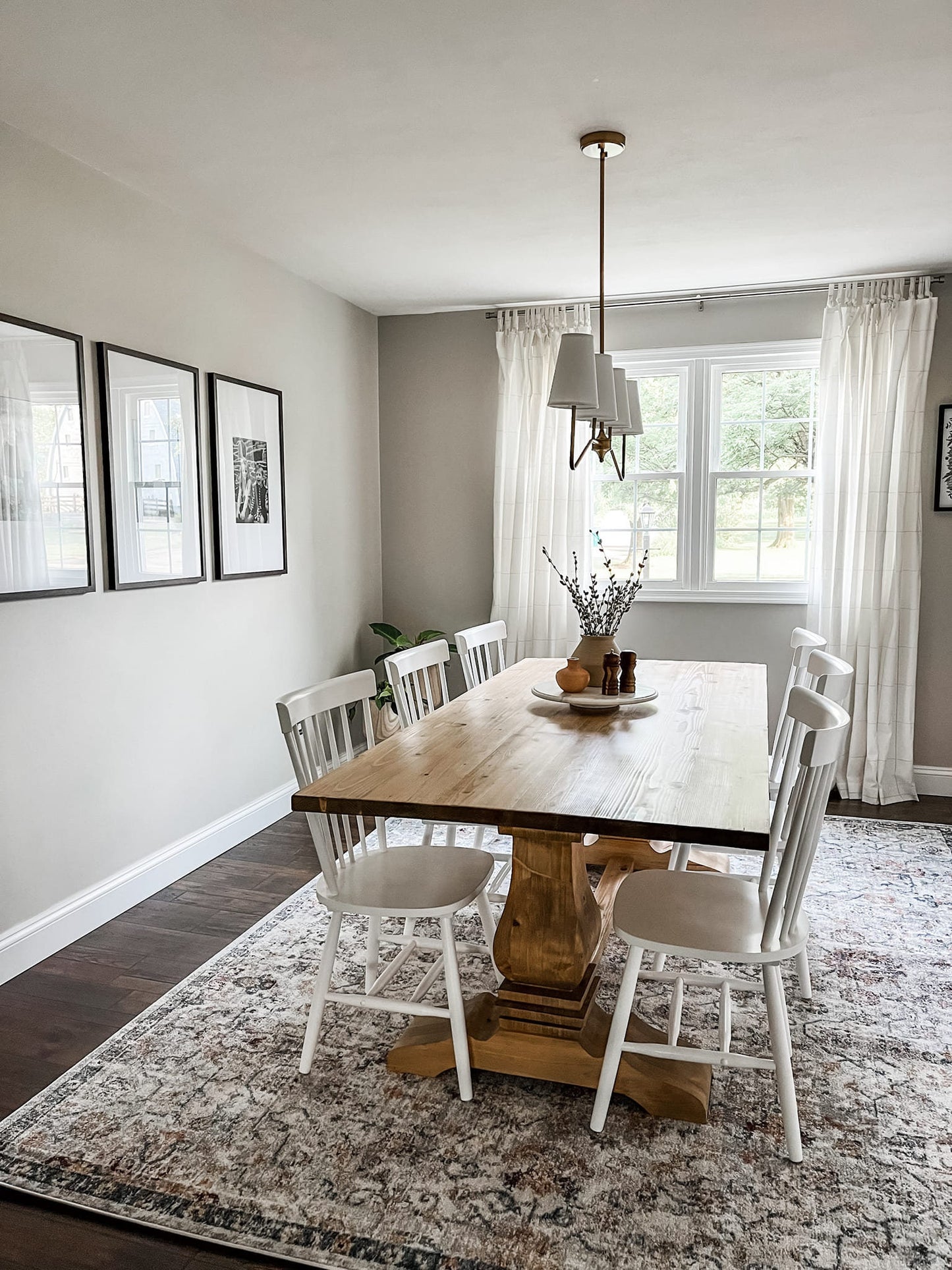 Pedestal Farmhouse Table, Double Pedestal Farm Table, Natural Wood Table, Baluster Trestle Table, Dining Table, Kitchen Table - All Sizes!