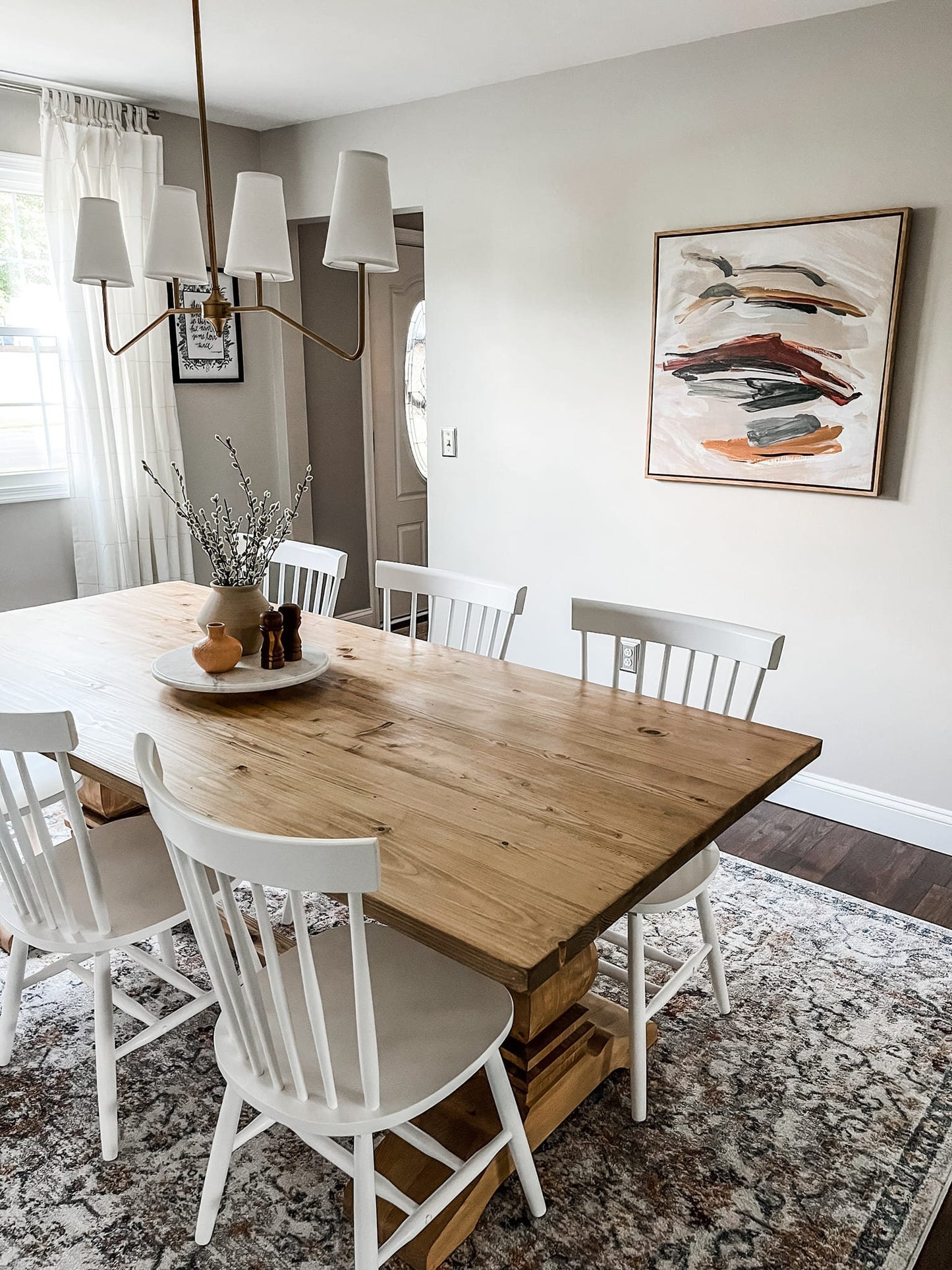 Pedestal Farmhouse Table, Double Pedestal Farm Table, Natural Wood Table, Baluster Trestle Table, Dining Table, Kitchen Table - All Sizes!