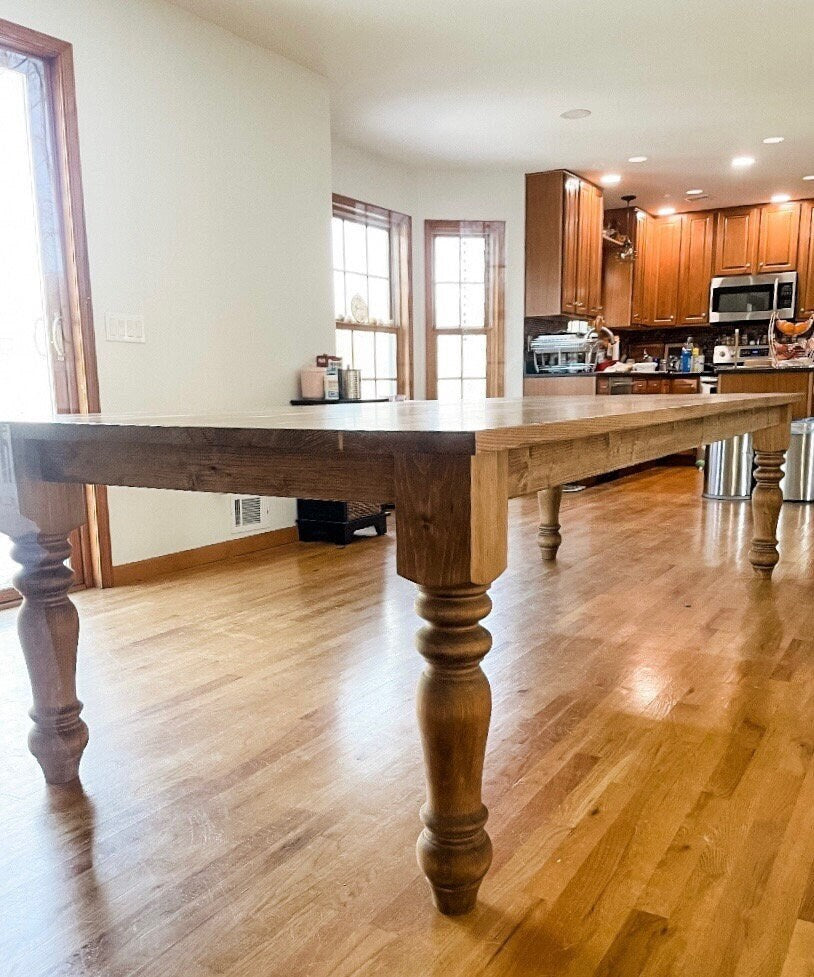 Custom Ash Hardwood Table, Turned Leg Table, Natural Wood Farm Table, Hardwood Table, Ash Farm Table, Custom Farmhouse Table, Hardwood Table