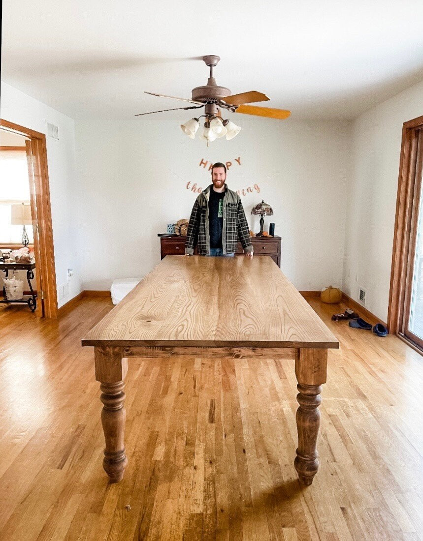 Custom Ash Hardwood Table, Turned Leg Table, Natural Wood Farm Table, Hardwood Table, Ash Farm Table, Custom Farmhouse Table, Hardwood Table